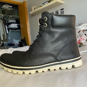 black timberland lace up boots